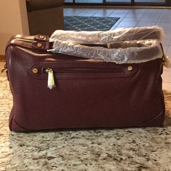 Ora Delphine NWT Maroon Leather Satchel Bag - Picture 3 of 10